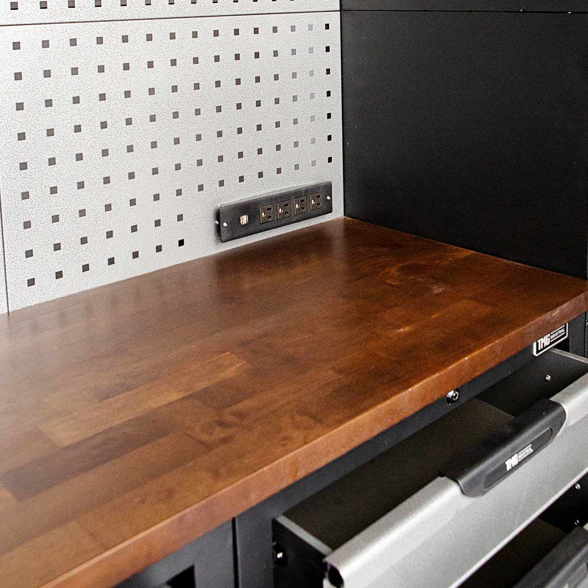 2.4m Steel Garage Cabinet with Workbench, Pegboard and LED Lighting, TMG-WBM08 - Image 14
