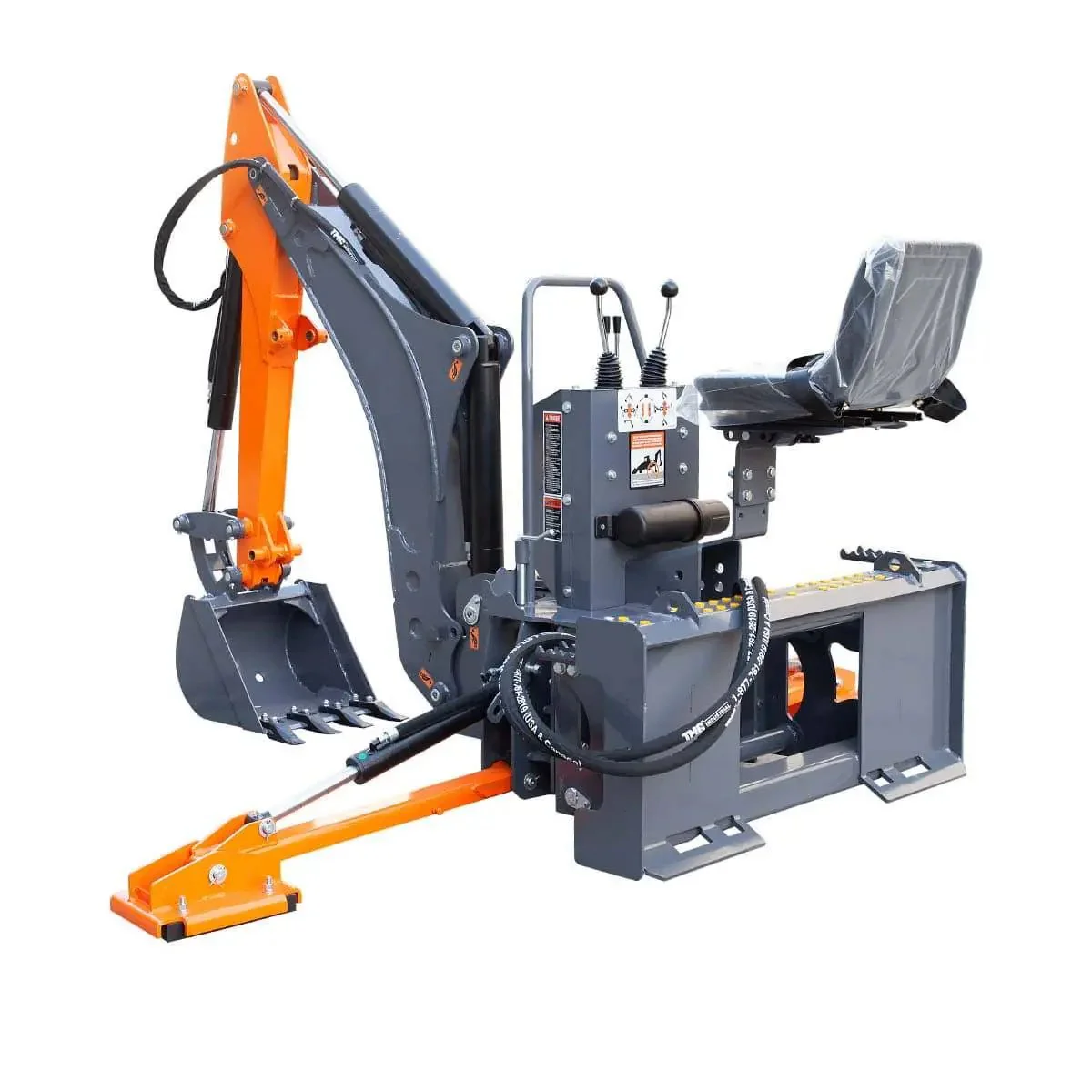 2740 mm Skid Steer Backhoe Attachment, Universal Mount, 180° Boom and Bucket Rotation TMG-SBH60 - Image 10