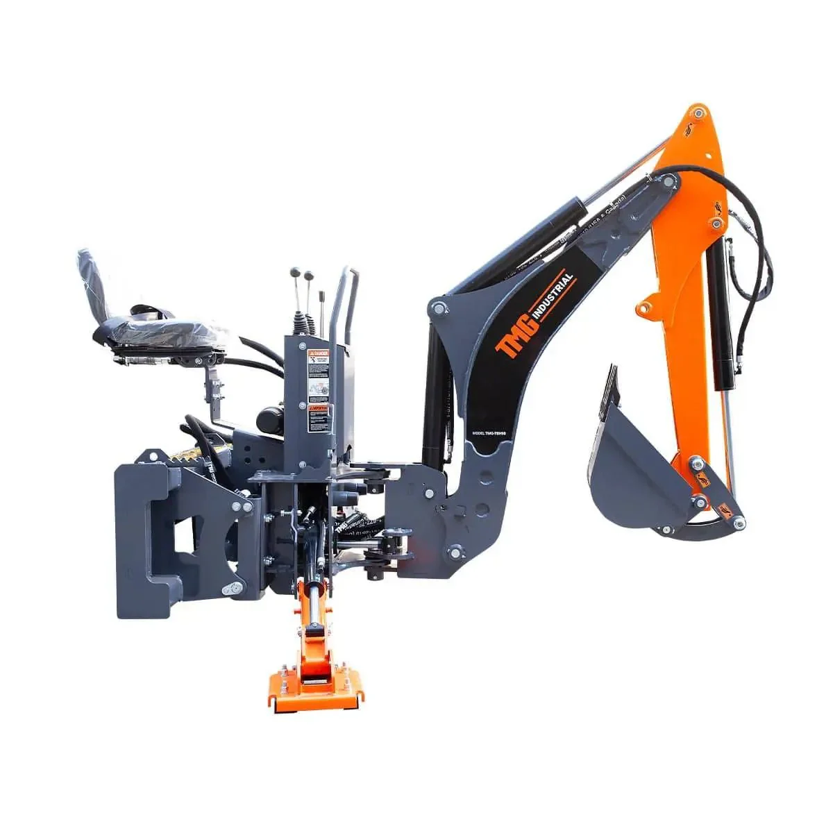 2740 mm Skid Steer Backhoe Attachment, Universal Mount, 180° Boom and Bucket Rotation TMG-SBH60 - Image 4