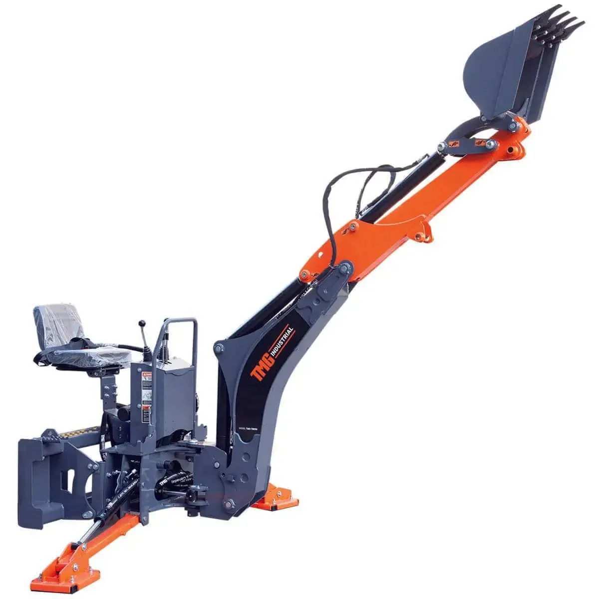 2740 mm Skid Steer Backhoe Attachment, Universal Mount, 180° Boom and Bucket Rotation TMG-SBH60 - Image 7