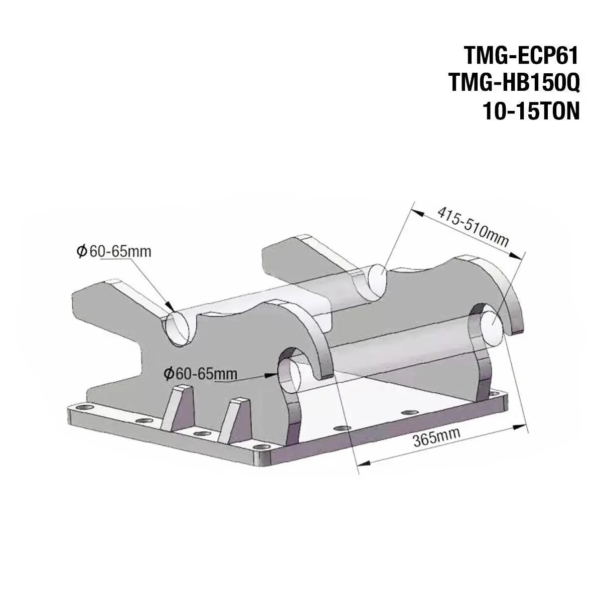 100 kN Hydraulic Plate Compactor for 10–16 Ton Excavators, Quick Change Lugging Mount, TMG-ECP61 - Image 3