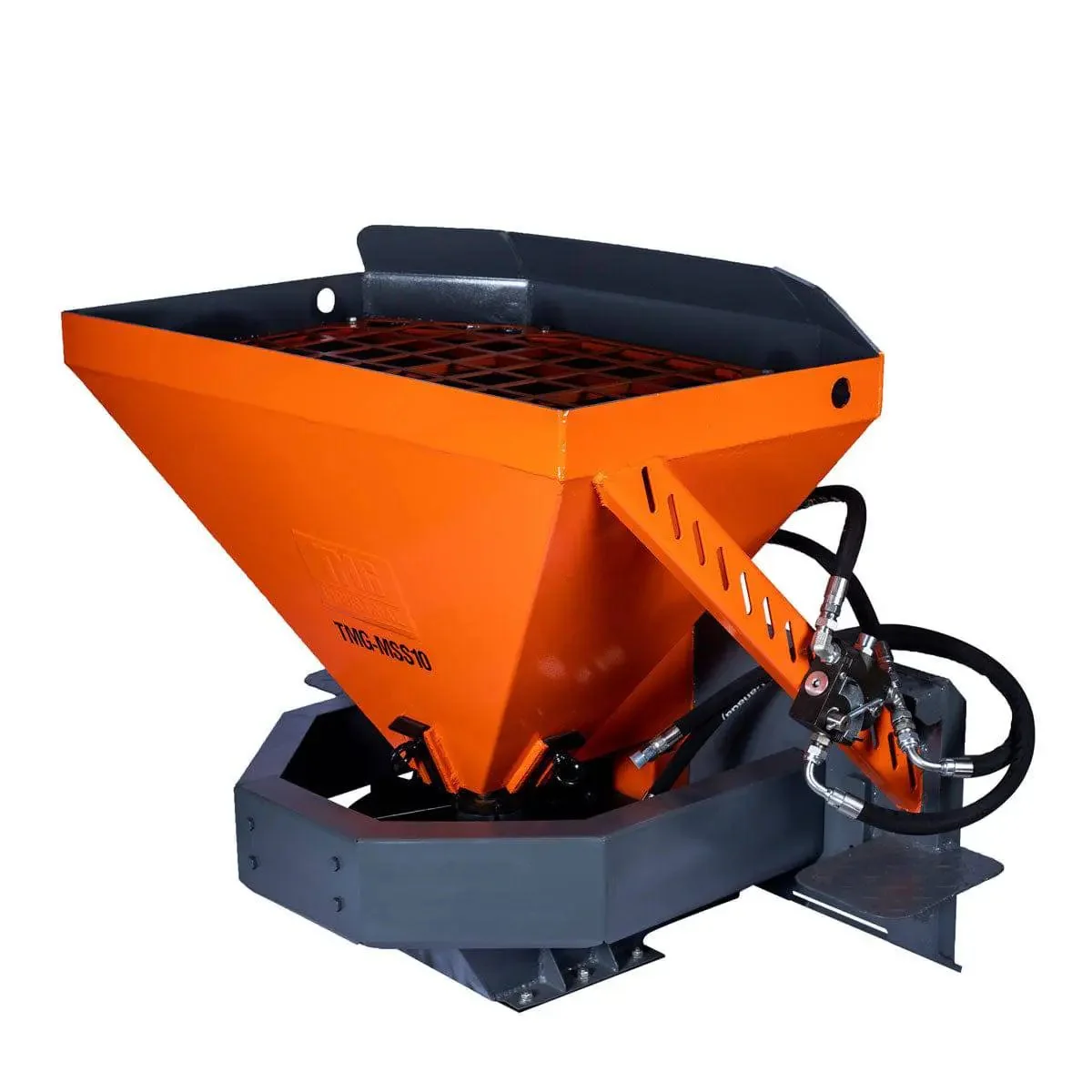Skid Steer Tilt‑N‑Scoop Material Spreader, 283 L (10 Cu-ft) Capacity, 9.1 m (30’) Spread Range, TMG‑MSS10