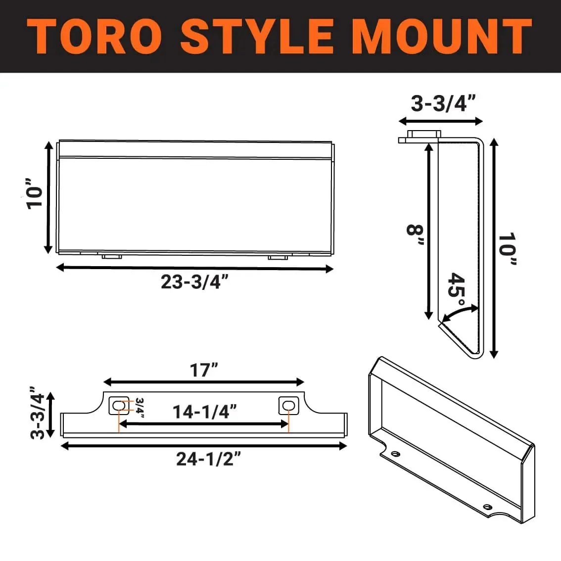 1070mm (42") Mini Skid Steer Bucket, Toro Style Mount, 0.14 m³ (5 cu-ft) capacity, TMGSBK42 - Image 4