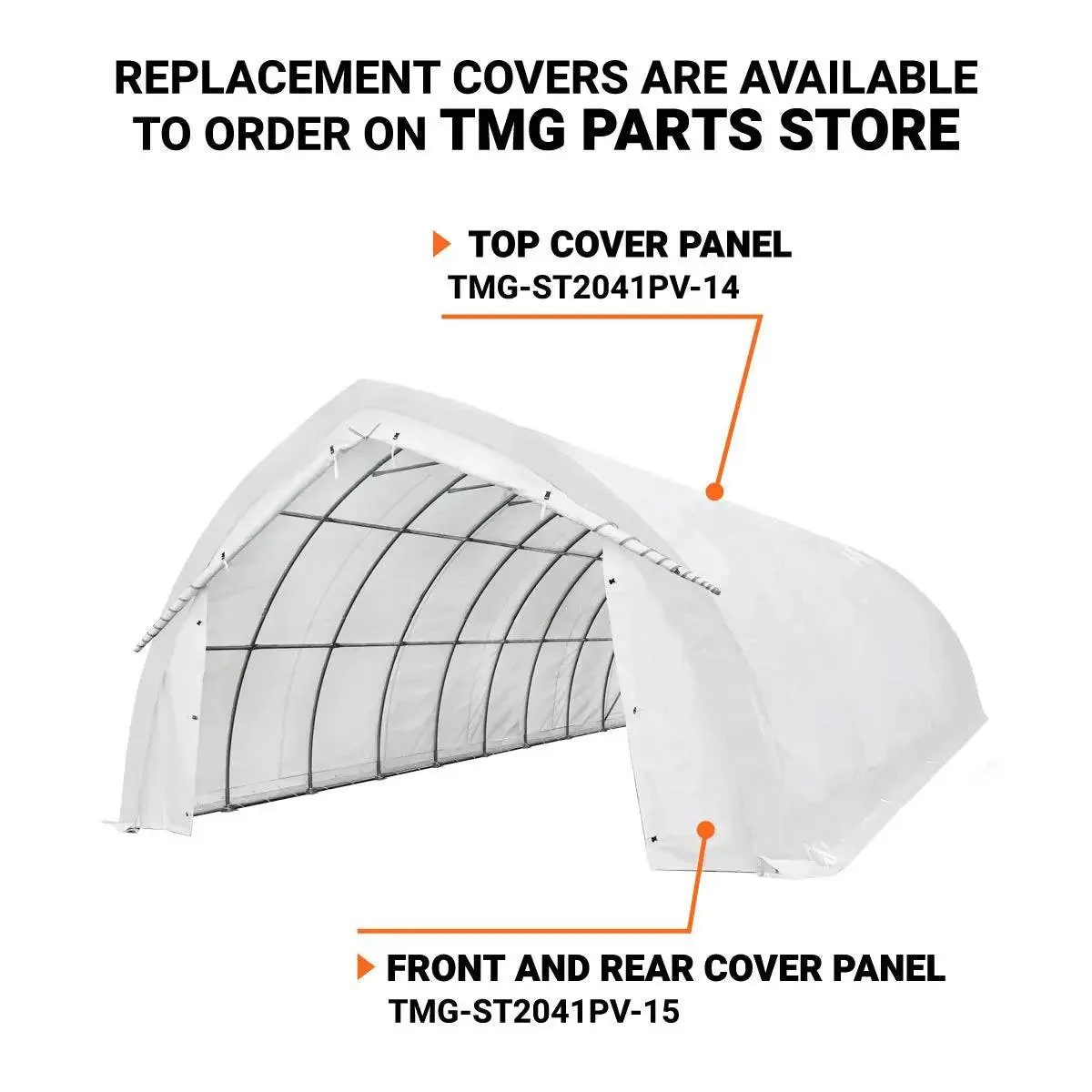 6 x 12 m Arch Wall Peak Ceiling Storage Shelter with Heavy Duty PVC Fabric Cover, TMG-ST2041PV - Image 4