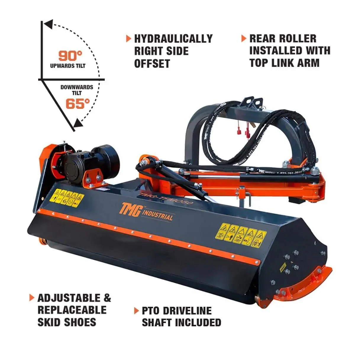 1250 mm (50″) Ditch Bank Flail Mower, Hydraulic Side Offset Verge & Slope Cutter for 20–50 HP Tractors, TMG-TFMO50 - Image 9