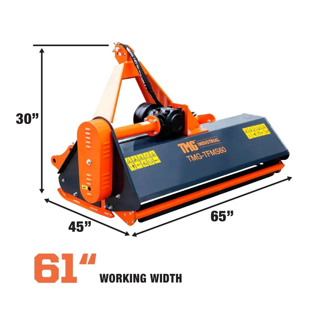 1550 mm (60") Side Shift Offset Flail Mower, 3‑Point Hitch, 30 - 60 HP Tractors, PTO Drive Shaft, TMG‑TFMS60 - Image 2