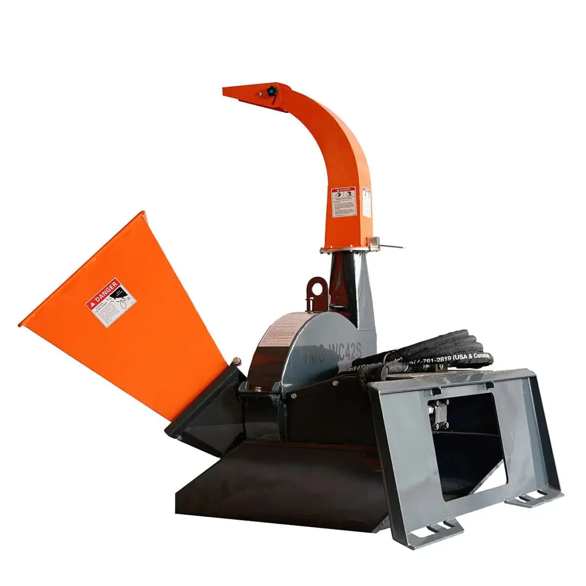 100 mm (4") Skid Steer Wood Chipper, 360° Swiveling Chute, Universal Skid Steer Mount, TMG-WC42S - Image 7